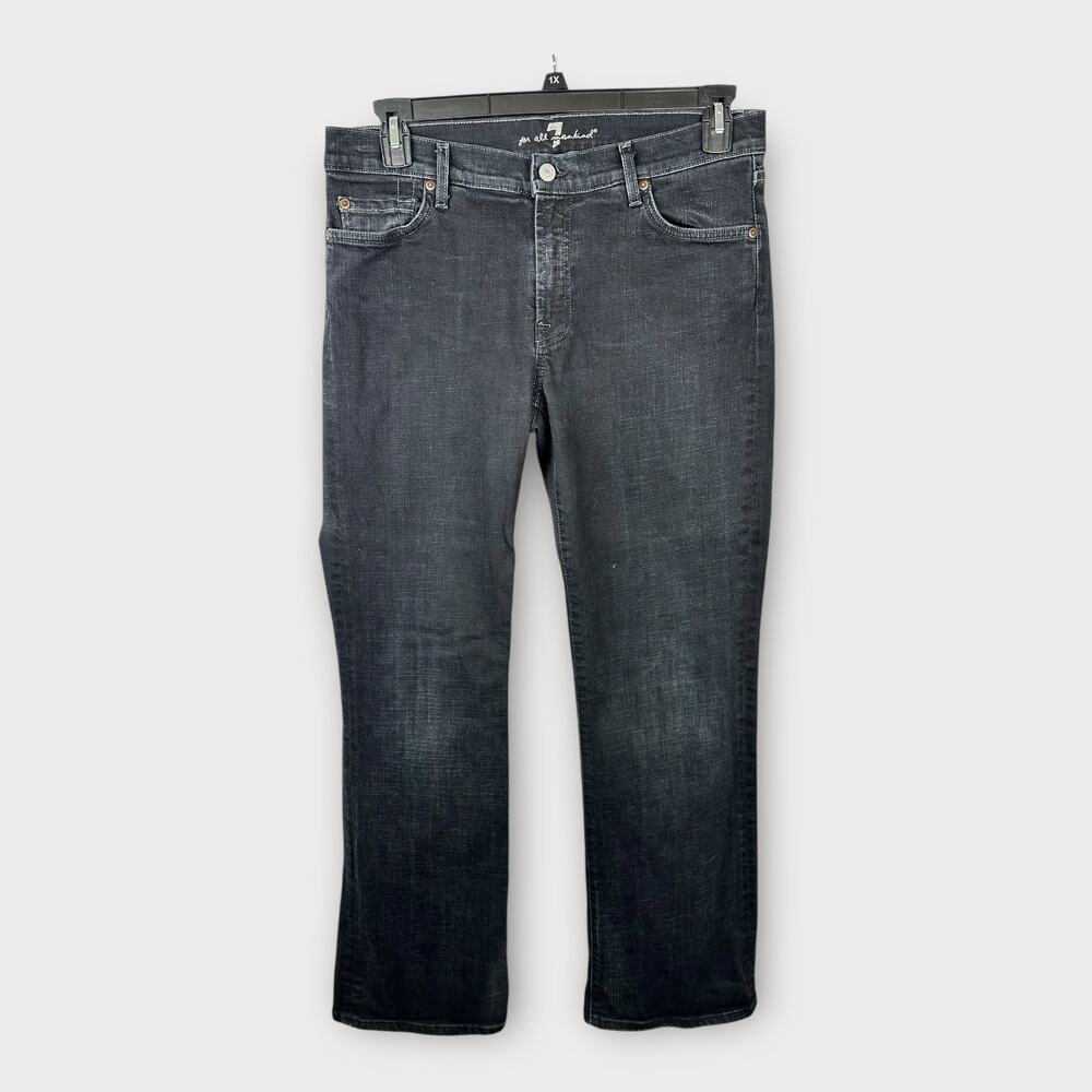 7 For All Mankind 7FAMK size 34 Relaxed Straight Leg Denim Jeans Black